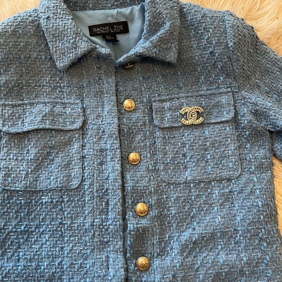 Rachel Zoe Tweed Jacket Blazer Blue XS Fit S - Picture 2 of 9